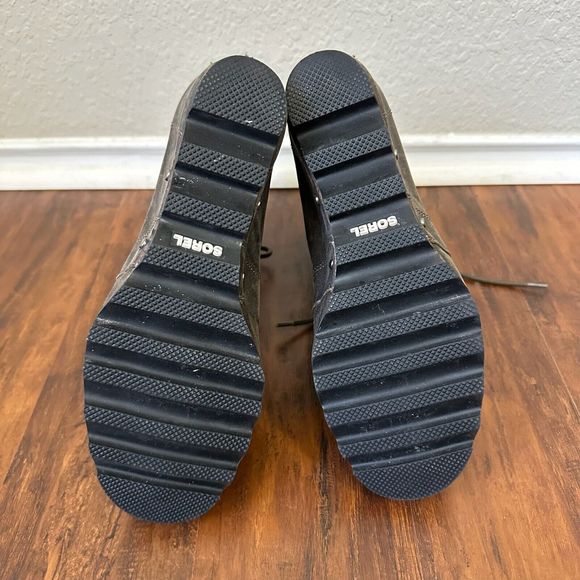 SOREL Joan of Arc Wedge Ankle Boots Booties in Brown Leather - Picture 11 of 13